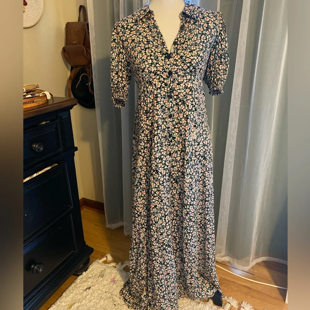 Free people Debbie-Jean shirt dress floral button front maxi - Picture 2 of 11